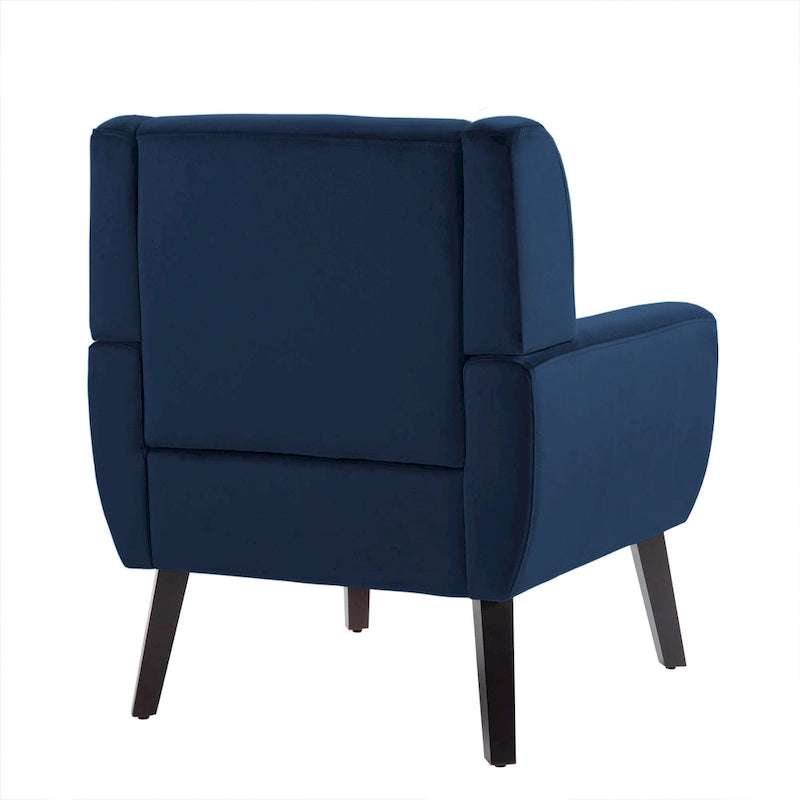 Fauteuil d'appoint capitonné en velours avec pieds en bois massif