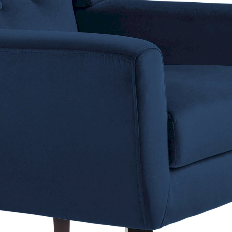 Fauteuil d'appoint capitonné en velours avec pieds en bois massif