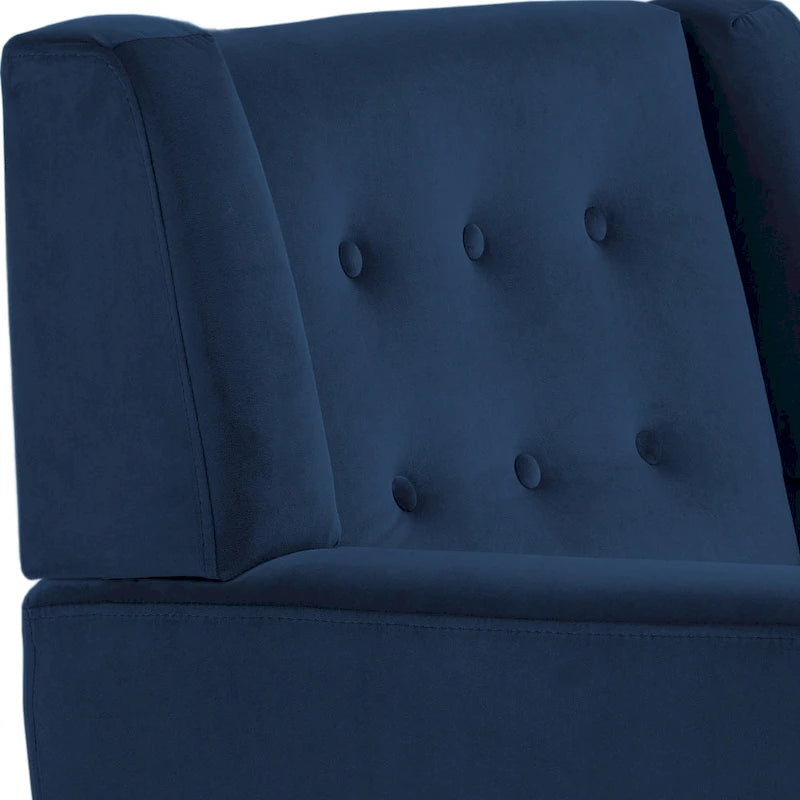 Fauteuil d'appoint capitonné en velours avec pieds en bois massif