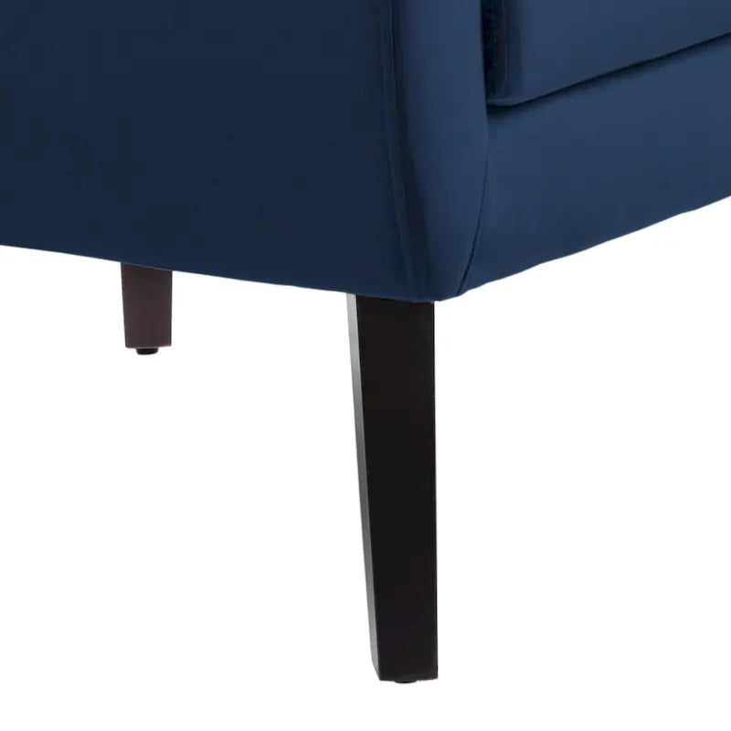 Fauteuil d'appoint capitonné en velours avec pieds en bois massif