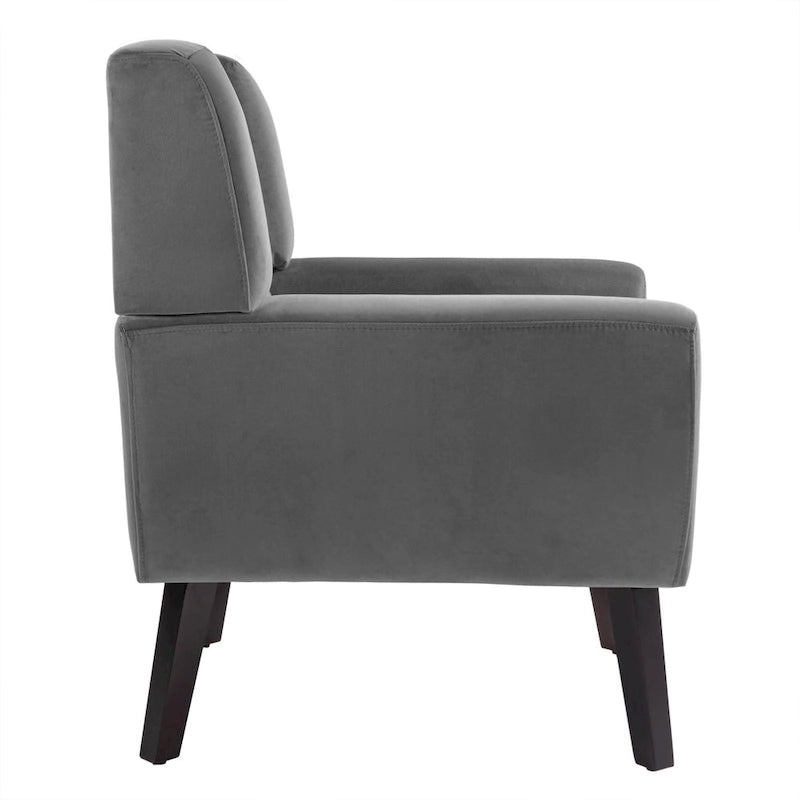 Fauteuil d'appoint capitonné en velours avec pieds en bois massif