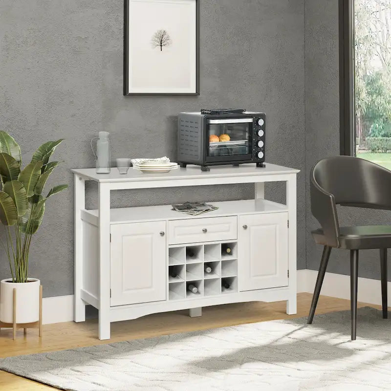 Buffet de cuisine moderne avec casier à vin et tiroir – Meuble de rangement pour salle à manger et salon