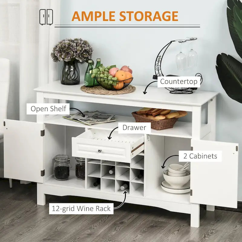Buffet de cuisine moderne avec casier à vin et tiroir – Meuble de rangement pour salle à manger et salon