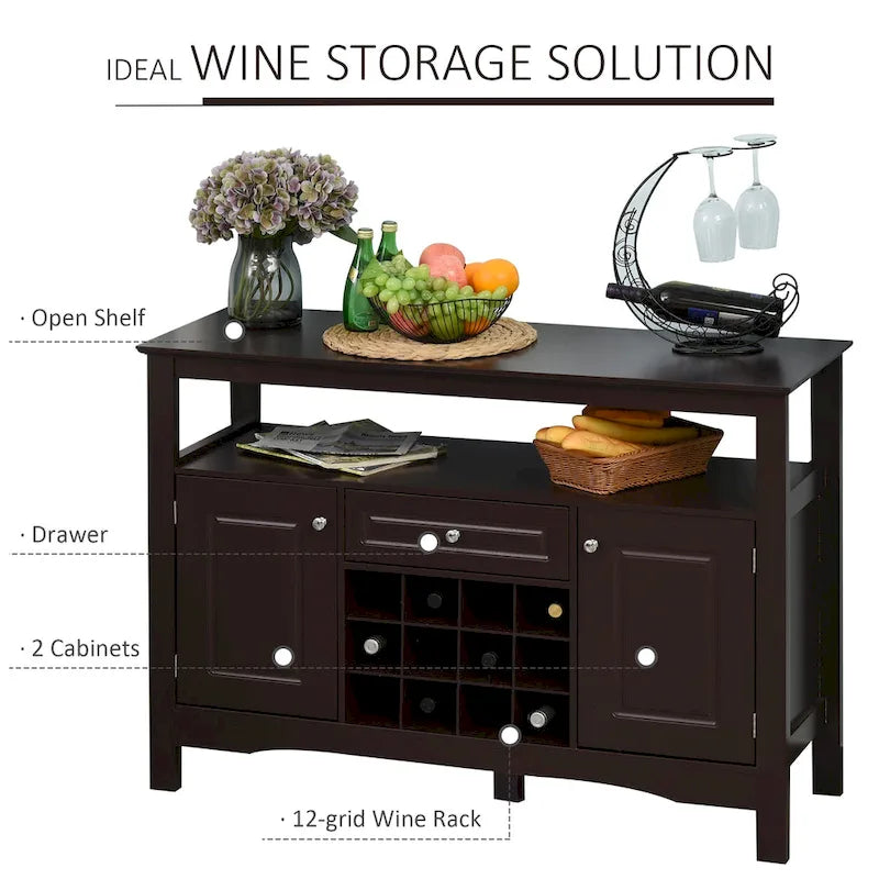 Buffet de cuisine moderne avec casier à vin et tiroir – Meuble de rangement pour salle à manger et salon