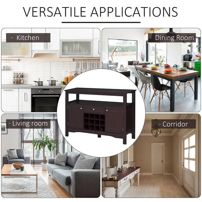 Buffet de cuisine moderne avec casier à vin et tiroir – Meuble de rangement pour salle à manger et salon