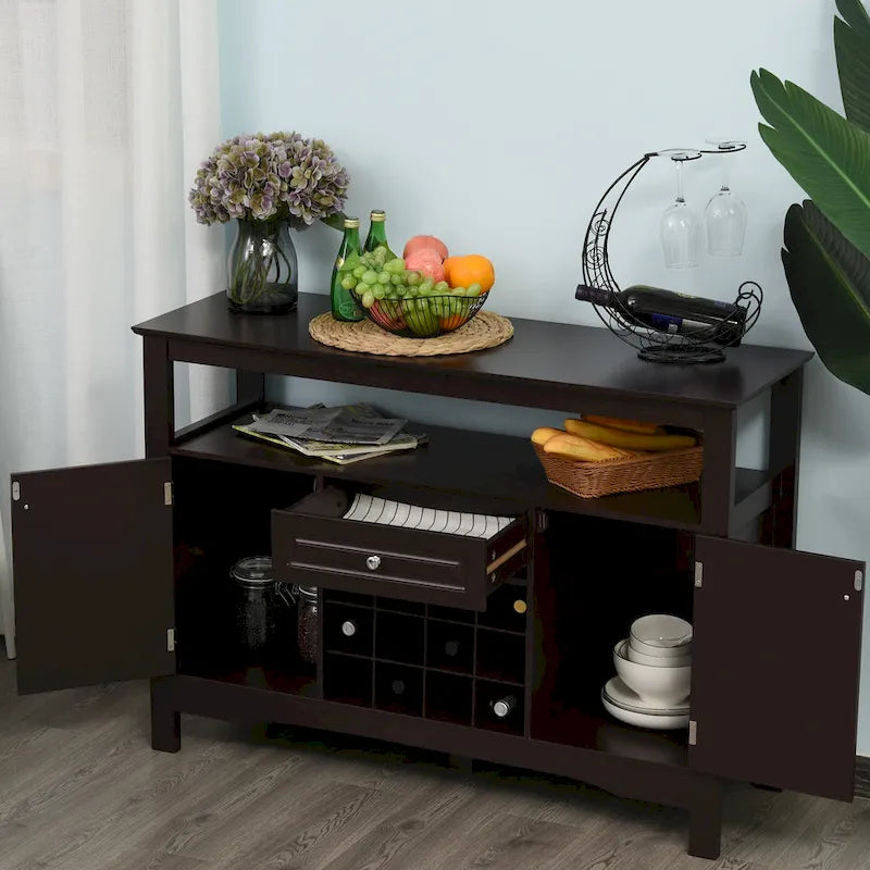 Buffet de cuisine moderne avec casier à vin et tiroir – Meuble de rangement pour salle à manger et salon
