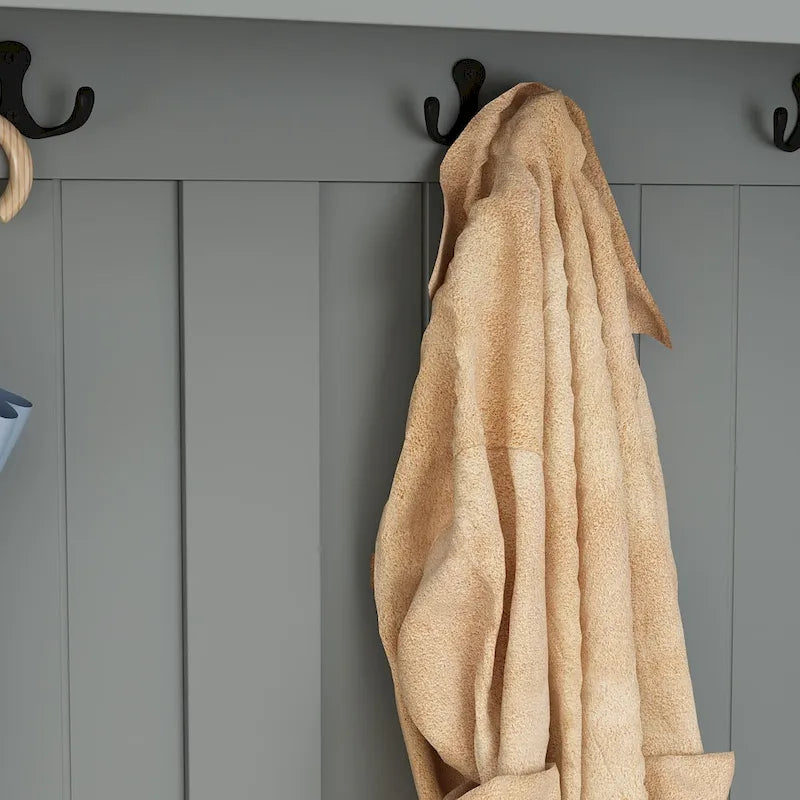 Porte-manteau d'entrée 3-en-1 de 174 cm avec banc, étagère à chaussures, patères et armoire de rangement