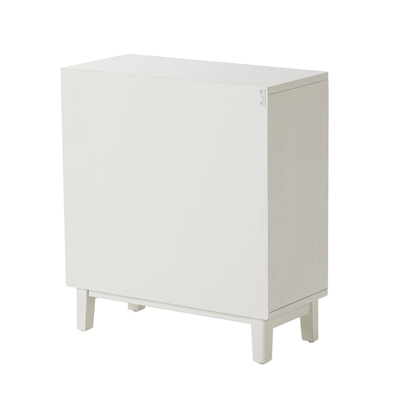 Table de chevet à 3 tiroirs façades cannées en rotin – Commode d'appoint style Ferme pour Chambre et Salon