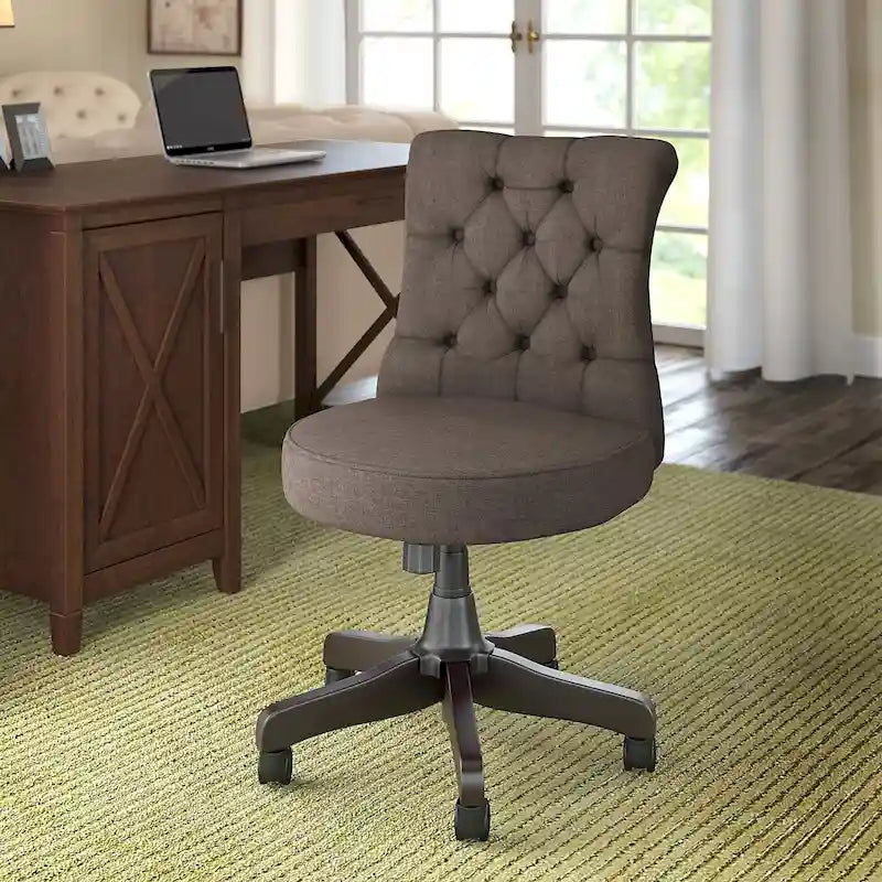 Chaise de bureau sans accoudoirs à dossier mi-haut touffeté et réglable en hauteur
