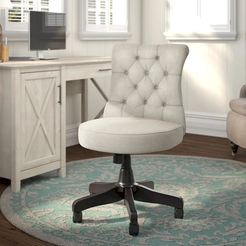 Chaise de bureau sans accoudoirs à dossier mi-haut touffeté et réglable en hauteur