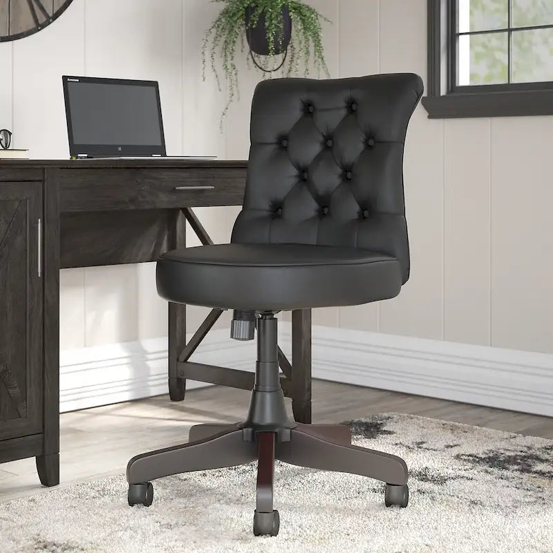 Chaise de bureau sans accoudoirs à dossier mi-haut touffeté et réglable en hauteur