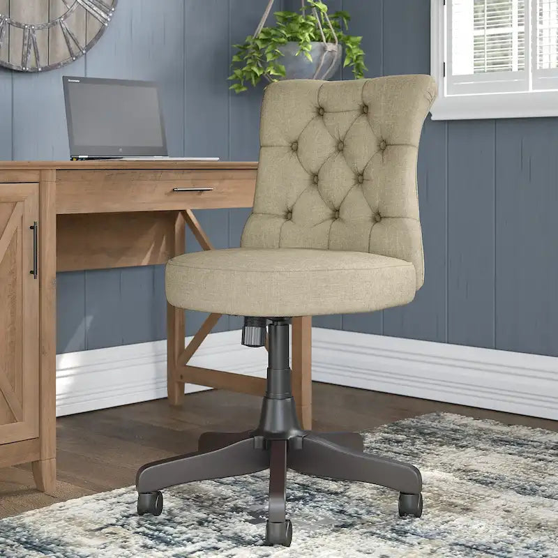Chaise de bureau sans accoudoirs à dossier mi-haut touffeté et réglable en hauteur
