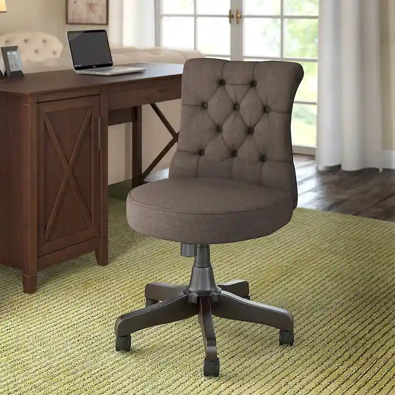 Chaise de bureau sans accoudoirs à dossier mi-haut touffeté et réglable en hauteur