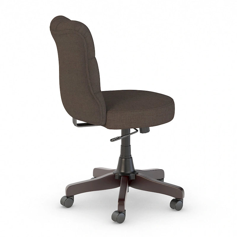 Chaise de bureau sans accoudoirs à dossier mi-haut touffeté et réglable en hauteur