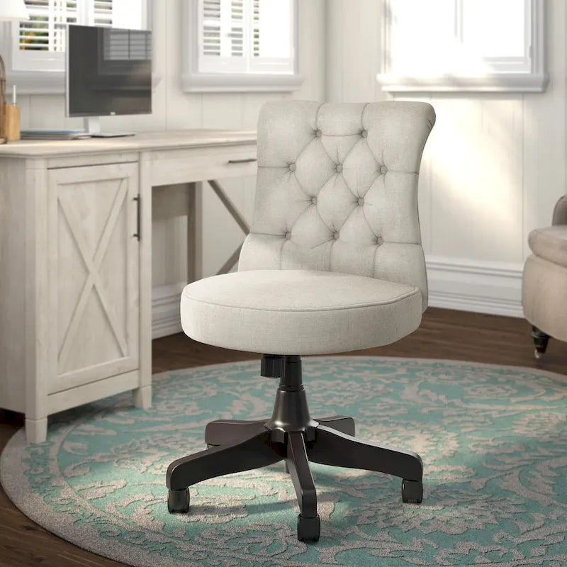 Chaise de bureau sans accoudoirs à dossier mi-haut touffeté et réglable en hauteur