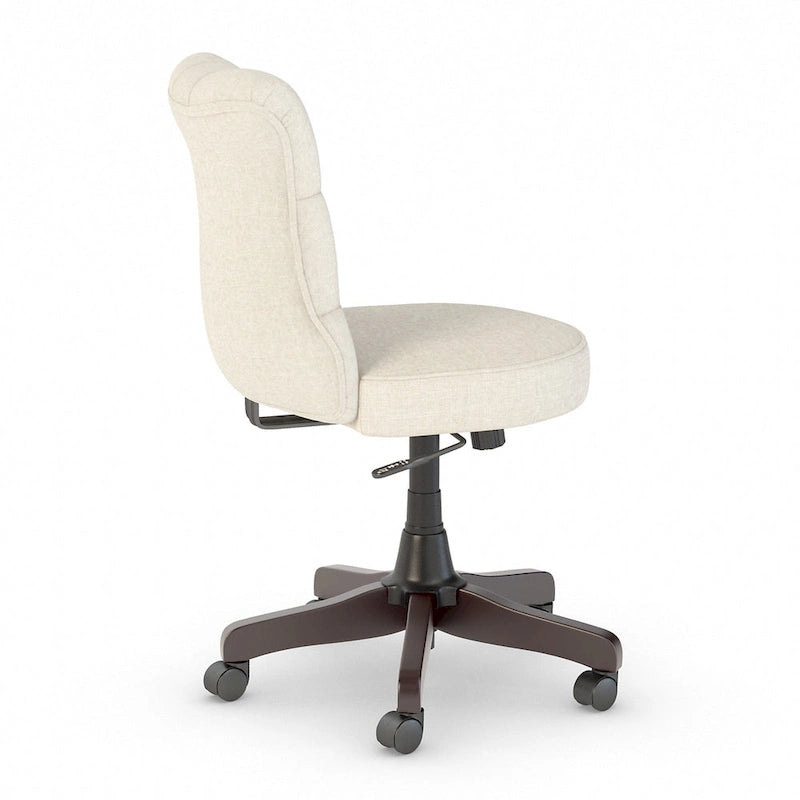 Chaise de bureau sans accoudoirs à dossier mi-haut touffeté et réglable en hauteur