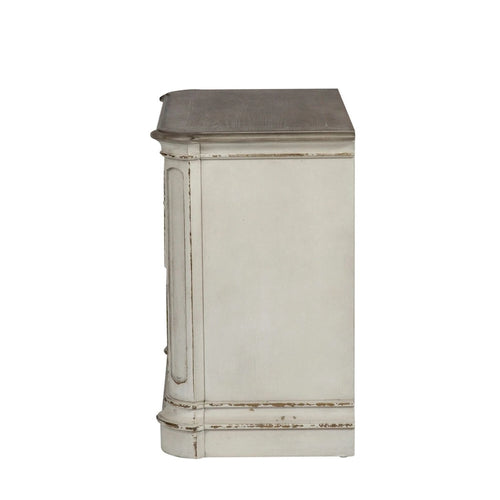 Table de chevet à 2 tiroirs en placage de chêne avec quincaillerie antique