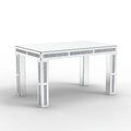 Table à manger rectangulaire miroir avec incrustations de diamants écrasés – Pièce maîtresse glamour pour salle à manger
