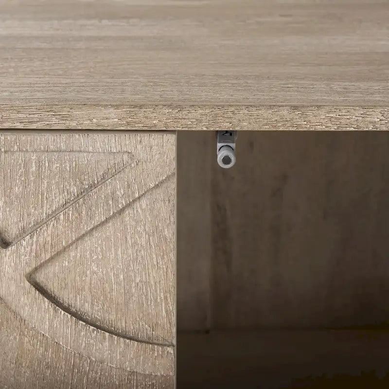 Meuble d'appoint 2 portes en bois de manguier avec cadre en métal noir - Marron clair