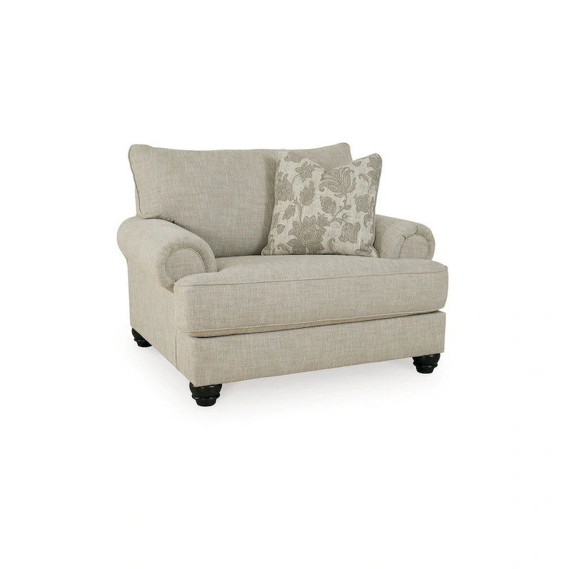 Fauteuil d'appoint surdimensionné à accoudoirs roulés avec oreiller - Beige