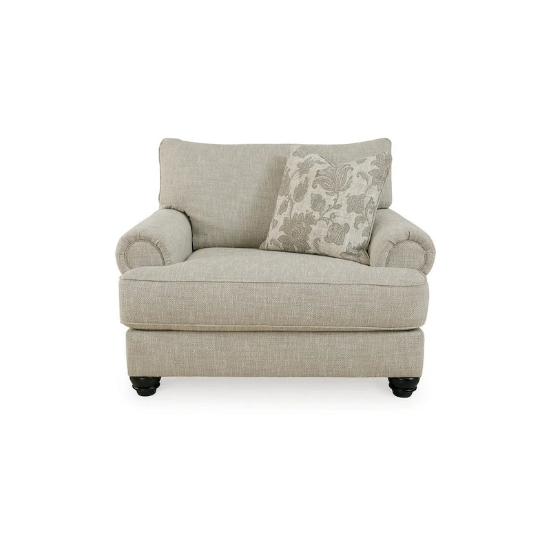 Fauteuil d'appoint surdimensionné à accoudoirs roulés avec oreiller - Beige