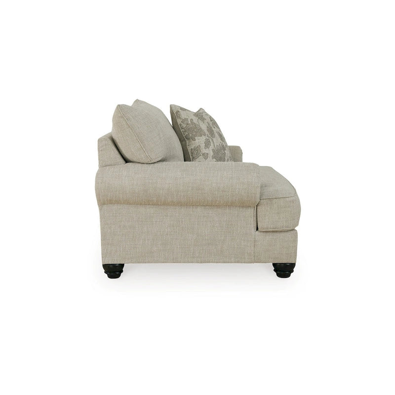 Fauteuil d'appoint surdimensionné à accoudoirs roulés avec oreiller - Beige
