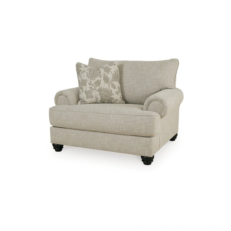 Fauteuil d'appoint surdimensionné à accoudoirs roulés avec oreiller - Beige