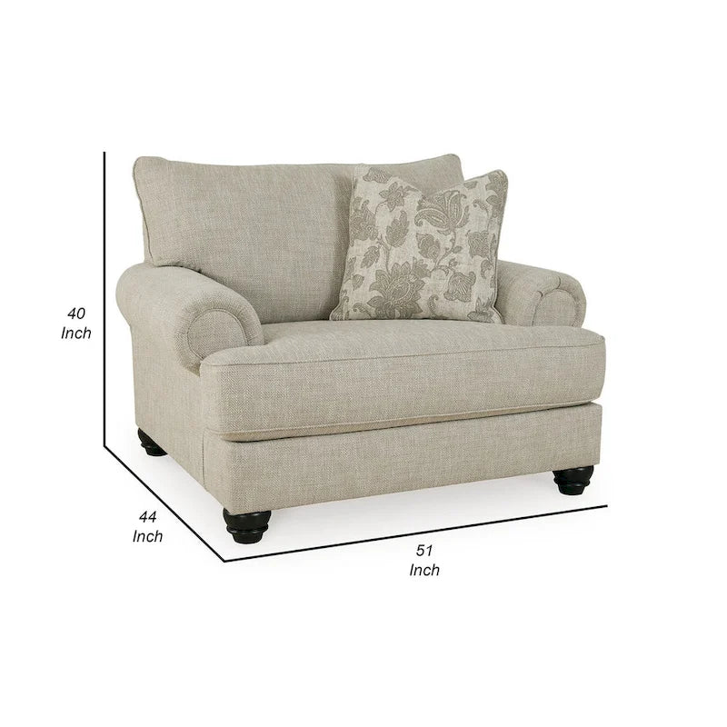 Fauteuil d'appoint surdimensionné à accoudoirs roulés avec oreiller - Beige