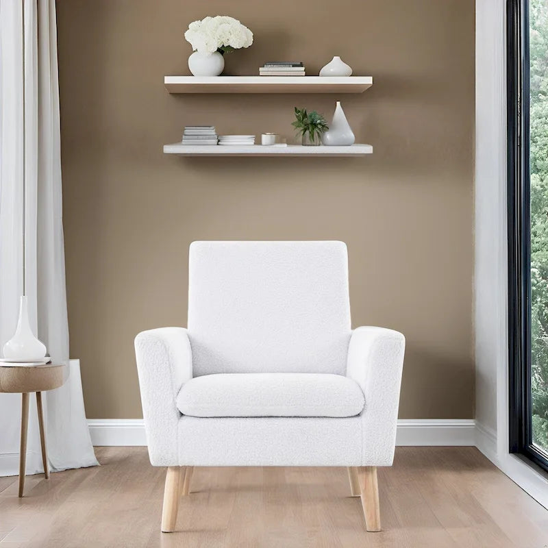 Fauteuil d'appoint moderne du milieu du siècle avec pieds en chêne