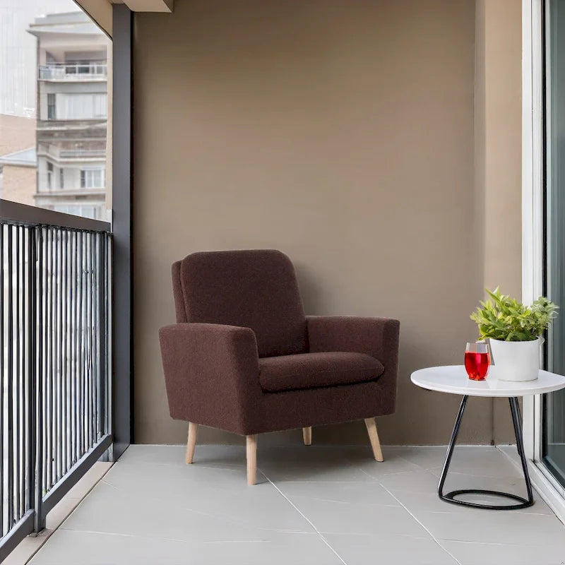 Fauteuil d'appoint moderne du milieu du siècle avec pieds en chêne