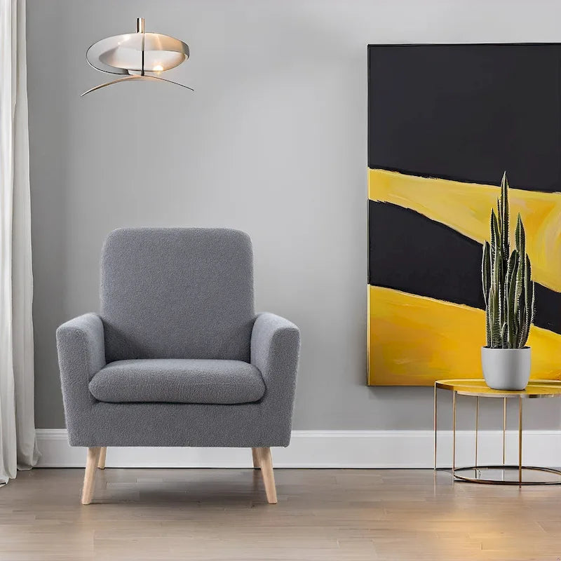 Fauteuil d'appoint moderne du milieu du siècle avec pieds en chêne