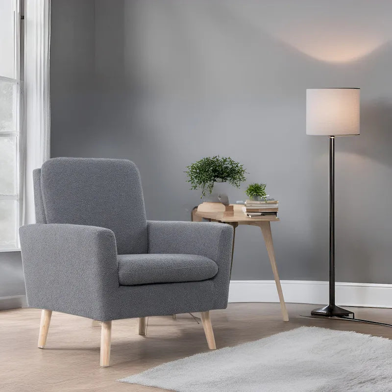 Fauteuil d'appoint moderne du milieu du siècle avec pieds en chêne