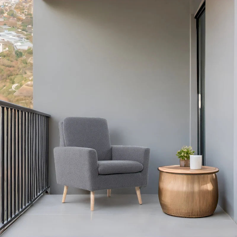 Fauteuil d'appoint moderne du milieu du siècle avec pieds en chêne