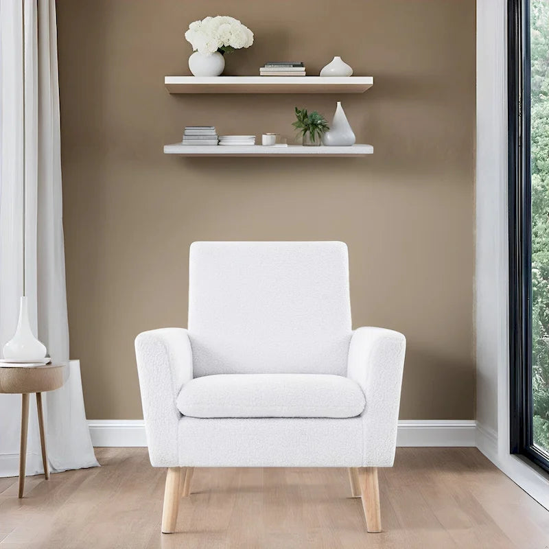 Fauteuil d'appoint moderne du milieu du siècle avec pieds en chêne