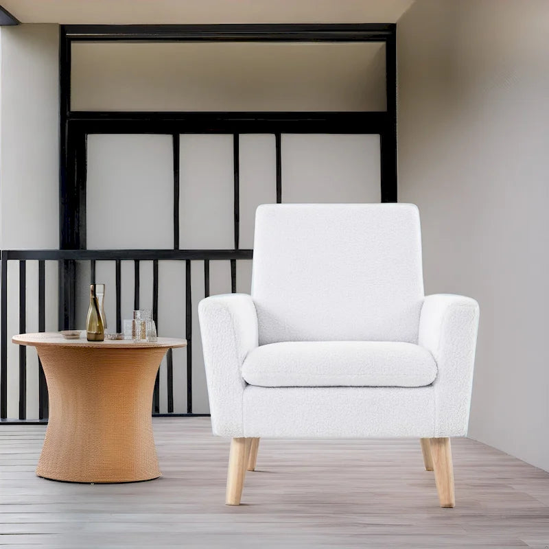 Fauteuil d'appoint moderne du milieu du siècle avec pieds en chêne