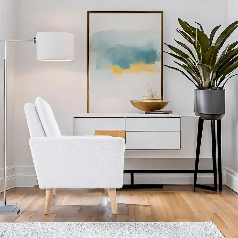 Fauteuil d'appoint moderne du milieu du siècle avec pieds en chêne