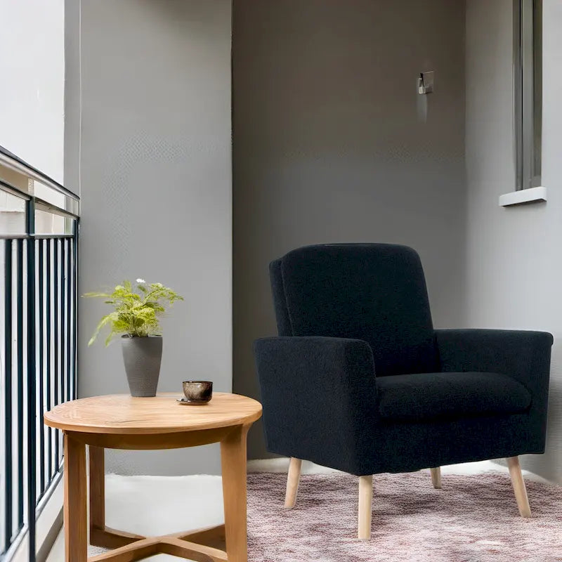 Fauteuil d'appoint moderne du milieu du siècle avec pieds en chêne
