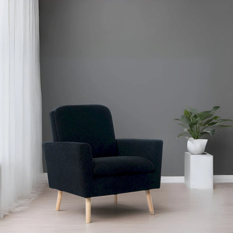 Fauteuil d'appoint moderne du milieu du siècle avec pieds en chêne