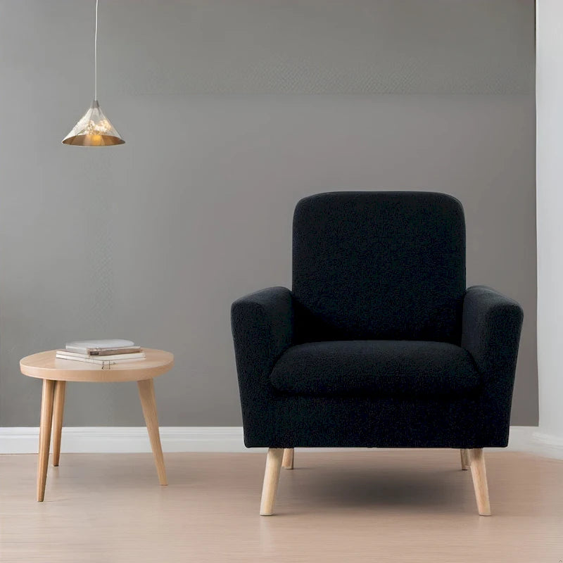 Fauteuil d'appoint moderne du milieu du siècle avec pieds en chêne