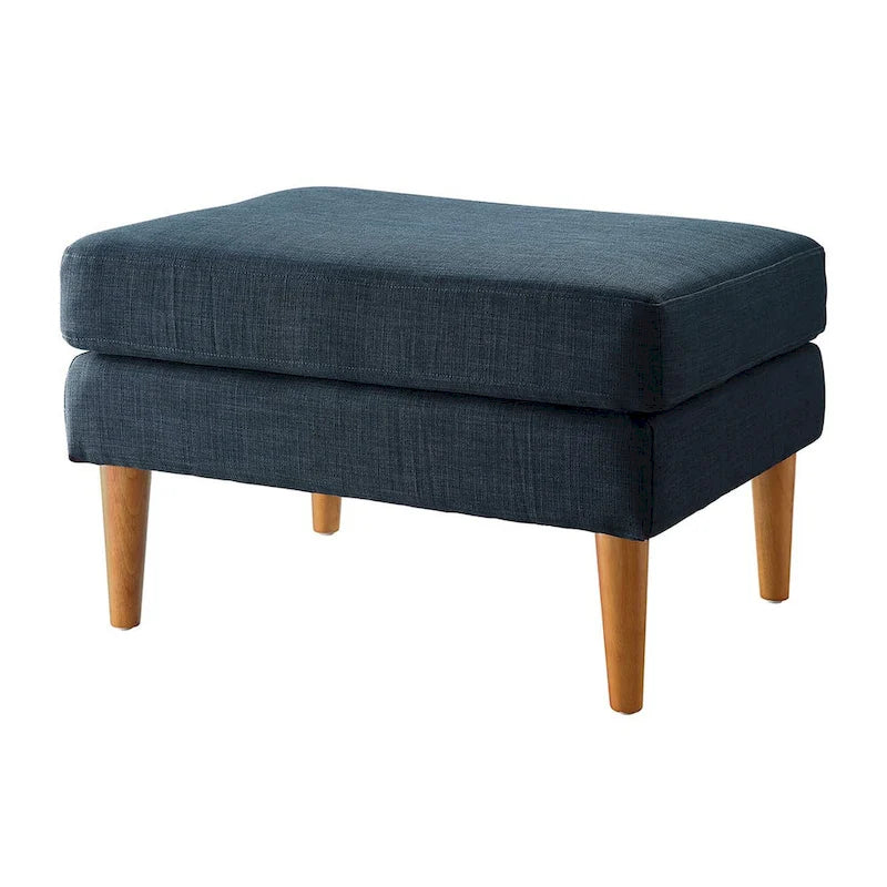 Repose-pieds et siège d'appoint rembourré de style moderne du milieu du siècle avec pieds coniques en bois