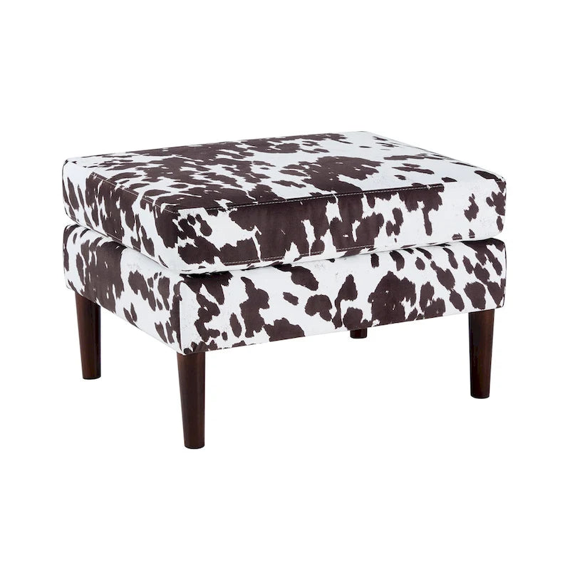 Repose-pieds et siège d'appoint rembourré de style moderne du milieu du siècle avec pieds coniques en bois