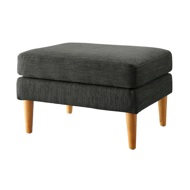 Repose-pieds et siège d'appoint rembourré de style moderne du milieu du siècle avec pieds coniques en bois