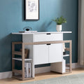 Buffet bicolore avec tiroir, rangement à double porte et étagères ouvertes – Blanc et taupe foncé