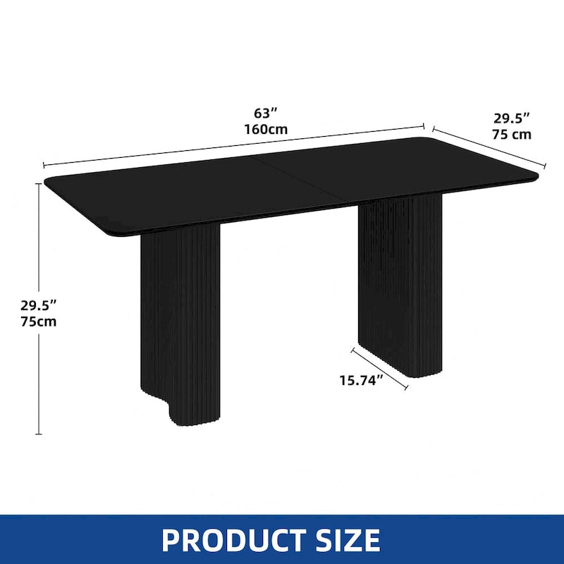 Table à manger moderne avec piètement incurvé - Blanc cassé