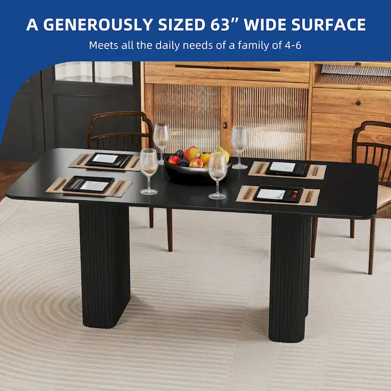 Table à manger moderne avec piètement incurvé - Blanc cassé