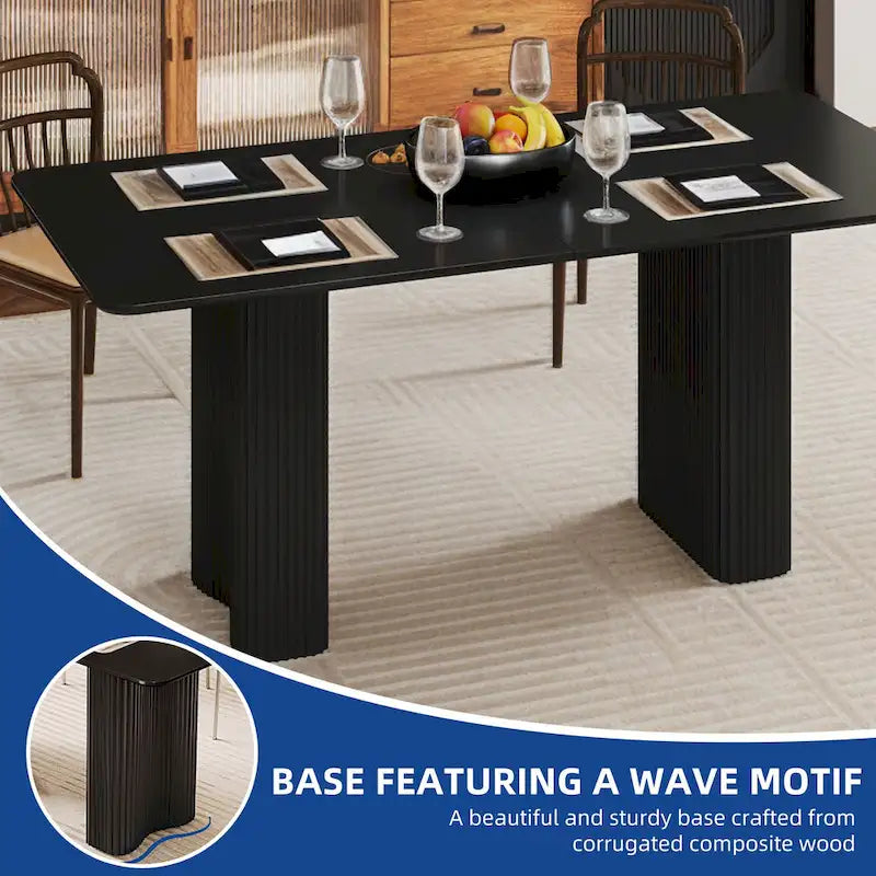 Table à manger moderne avec piètement incurvé - Blanc cassé