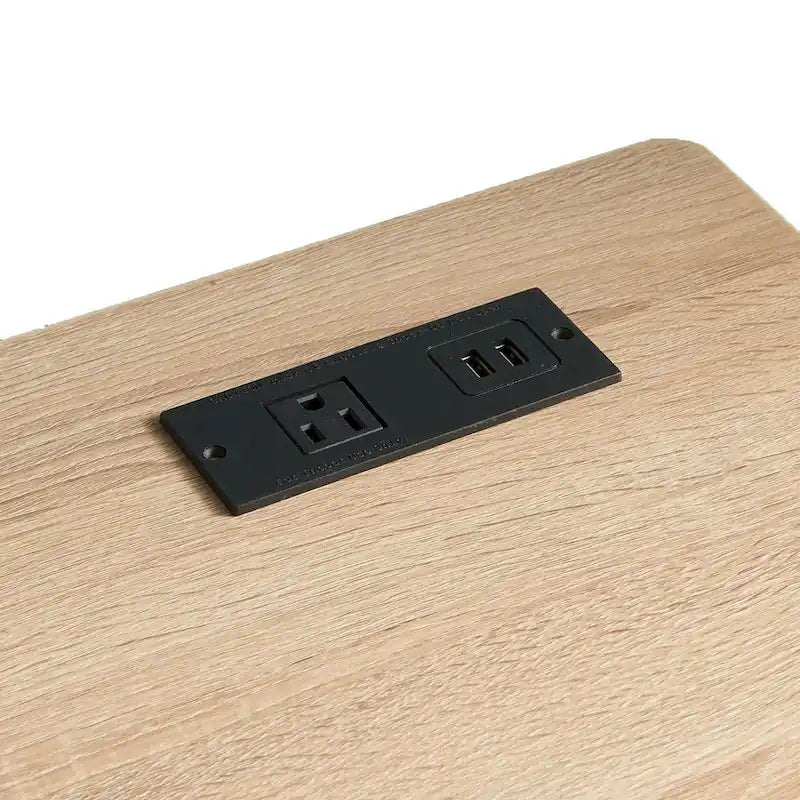 Bureau moderne de 47" pour la maison avec tiroir et port USB intégré – Brun clair et noir