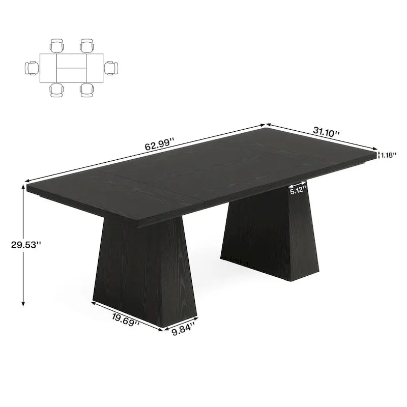 Bureau rustique en bois de 160 cm – Grande surface d'écriture et poste de travail informatique