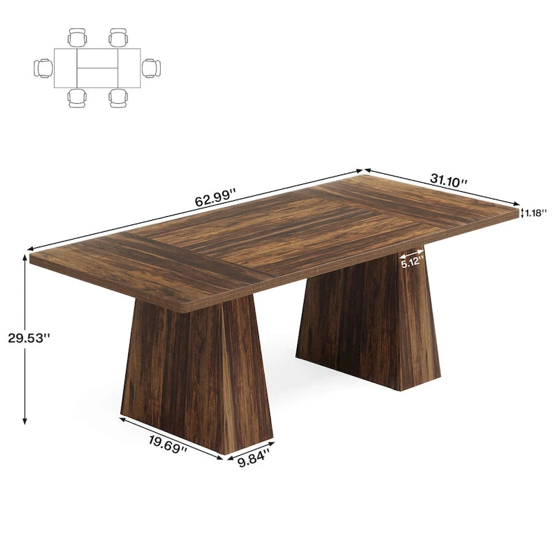 Bureau rustique en bois de 160 cm – Grande surface d'écriture et poste de travail informatique