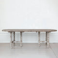 Table de salle à manger ovale en pin, style rustique - Finition blanchie